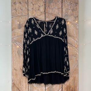 🌿🪴 Free People Black and White Bohemian Shirt 🌿🪴